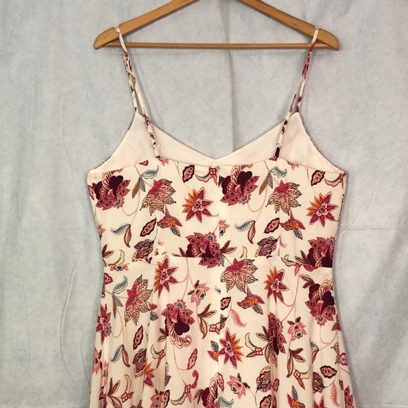 LOFT Outlet Womens Cream  Pink Floral Sleeveless Fit Flare Dress Size 12 - Picture 5 of 12